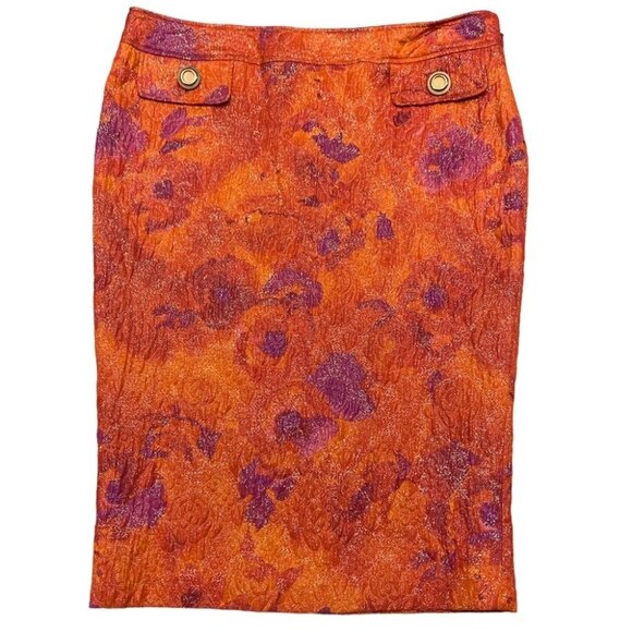 DOLCE GABBANA Vintage pink orange low waist pencil midi skirt - Picture 4 of 10